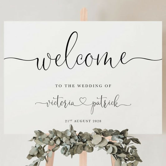 White wedding post sign